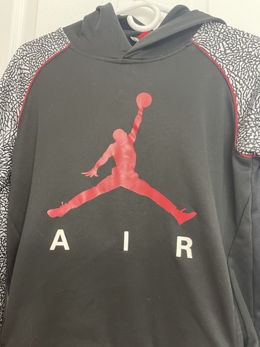 NIKE Air Jordan Pullover Hoodie Boys Size Large 12-13 yrs Black Red Jumpman Logo - Picture 7 of 15