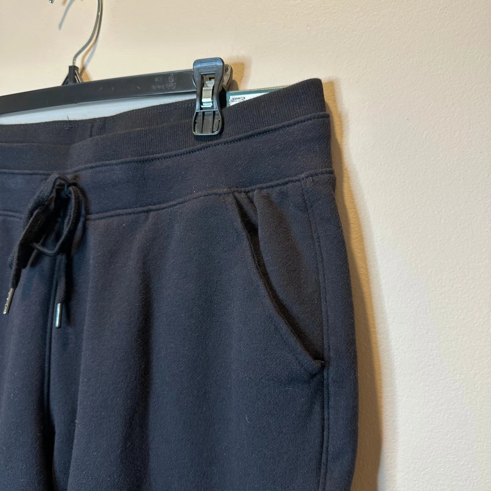 Pantalones deportivos TEK GEAR para mujer de vellón ultrasuave talla grande negros pierna recta Foto 4 de 4