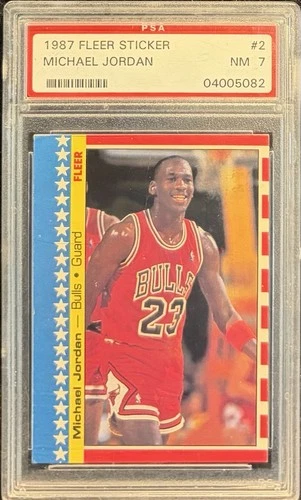 1987-88 Fleer - Stickers Michael Jordan #2 PSA 7