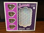 Vintage Federal Glass Iridescent Thumbprint 8 pc Snack Set