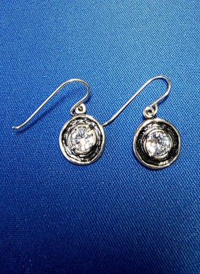 NOA ZUMAN  925 STERLING SILVER Faceted  Clear Quartz Round  Earrings