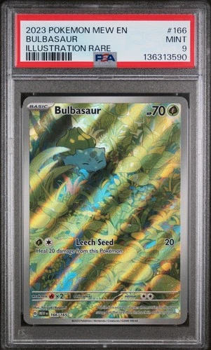 2023 POKEMON MEW EN-151 ILLUSTRATION RARE #166 BULBASAUR PSA 9