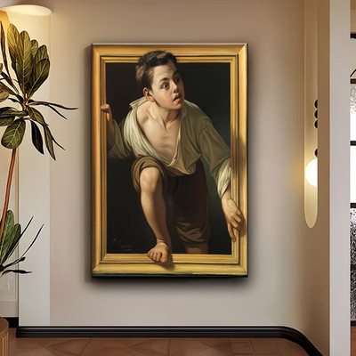 Portrait Art Poster, Boy In White Shirt Oil Painting Style Print Decor, NoFrame
