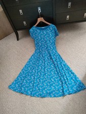 SEASALT Blue Floral Short Sleeve Organic Cotton Riviera Dress Size UK 12 Ch 38"