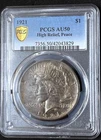 💙1921 Peace Dollar PCGS AU50 AWESOME GUNMETAL TONED MONSTER TRUEVIEW L👀K 😍💙