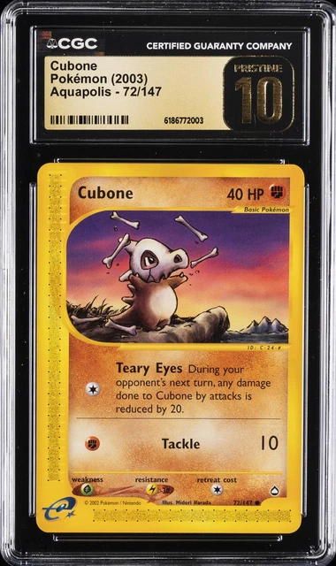 2003 POKEMON AQUAPOLIS #72/147 CUBONE CGC 10 PRISTINE