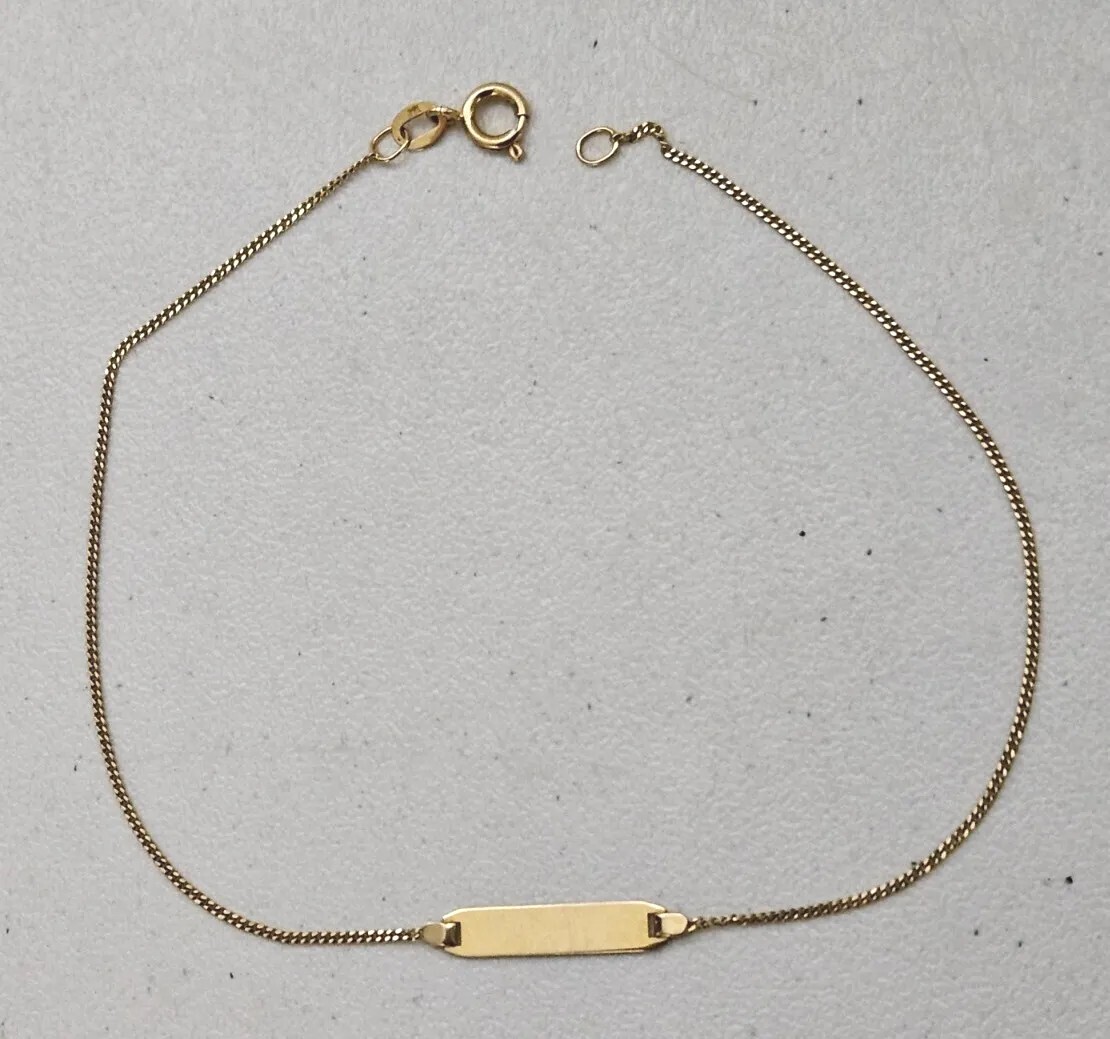 14K Yellow Gold Nameplate Anklet 9-5/8