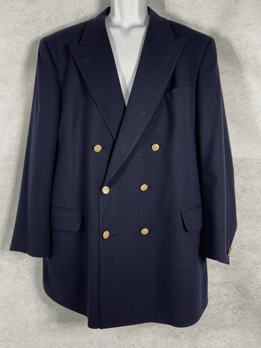 Vintage Brooks Brothers Jacket Mens 48L Blue Blazer Double Breasted USA Made