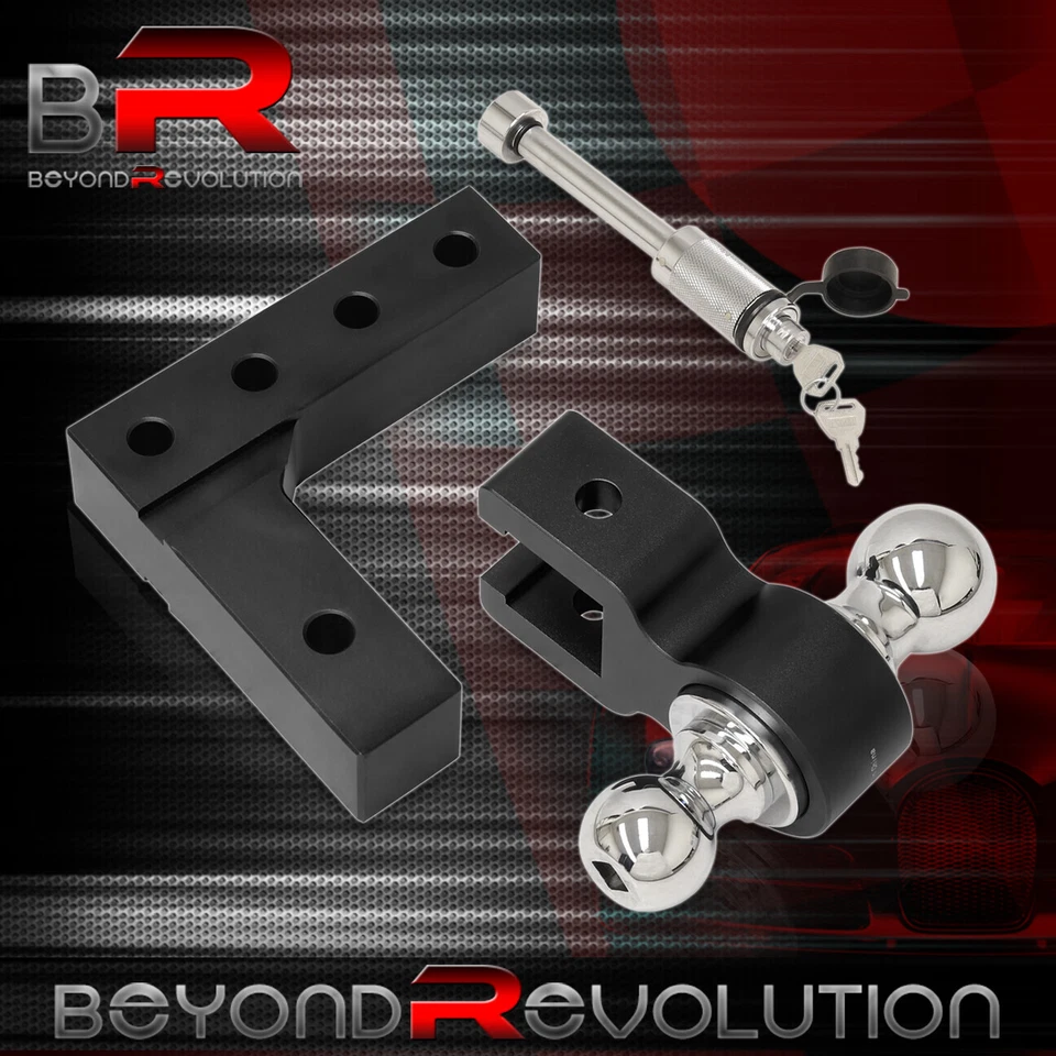 Gancho de enganche de remolque ajustable de aluminio negro de 2" montaje de bola doble + bloqueo Foto 3 de 3