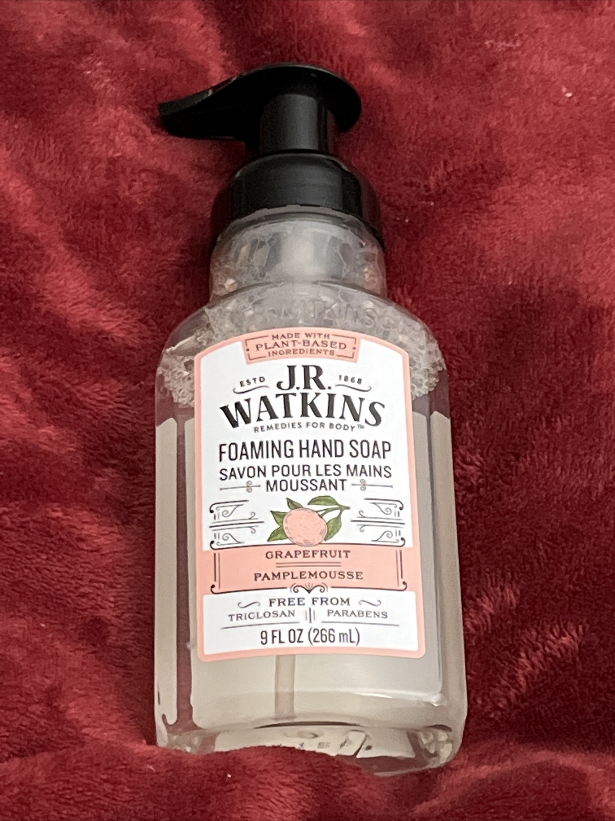 J.R. WATKINS GRAPEFRUIT PAMPLEMOUSSE 9 OZ. FOAMING HAND SOAP