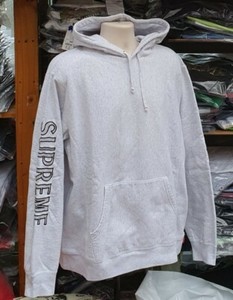 supreme sleeve embroidery hooded sweatshirt