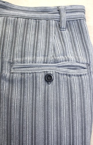 French 1950s Well Worn Grey Striped Woven Cotton Work Pants DUMONT D'URVILLE W38 - Picture 8 of 16