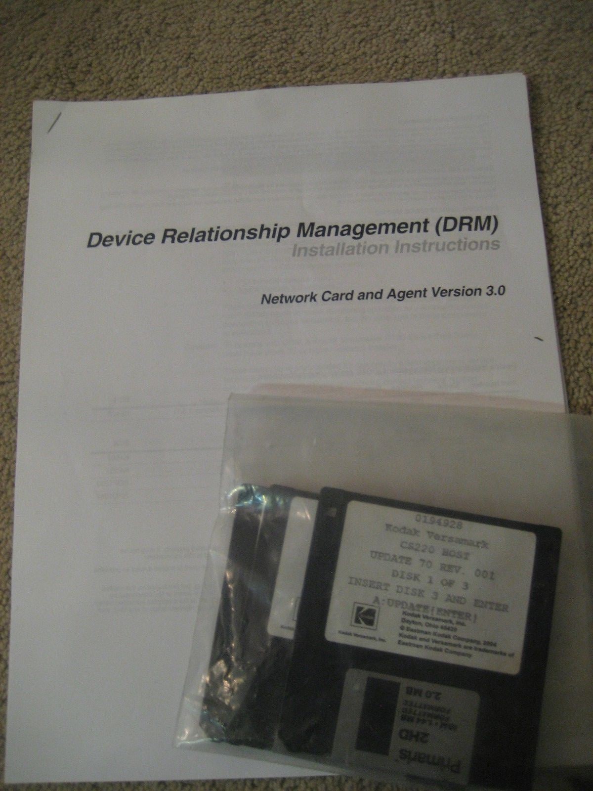 Kodak Versamark CS220 CS 220 Host Update Floppy Disk LOT of 3 & DRM