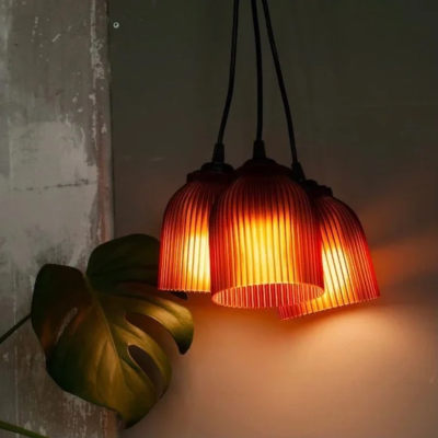 Midcentury Inspired 3D Printed Amber Lampshade 3DecoStudio Retro