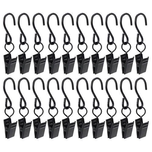 20 Pcs Hakenclip Vorhang Pothook Schwarze Kleiderbügel Lampenclip