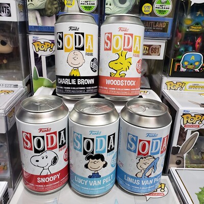 Funko Soda! Peanuts Charlie Brown, Linus, Snoopy, Woodstock & Lucy, 5 Commons