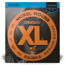 D'Addario EXL160-5 XL 5-String Bass Regular Long String Set (50-135)