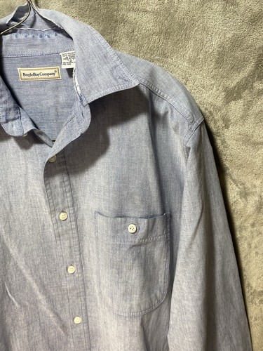 Vintage Bugle Boy Shirt Mens Chambray Long Sleeve Button Up Polo Men’s Size M - Picture 3 of 11