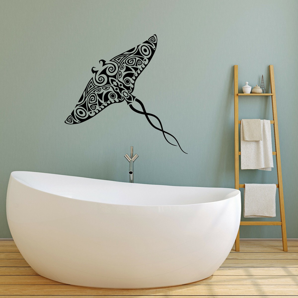 Vinyl Wall Decal Manta Ray Stingray Sea Animal Maori Ornament