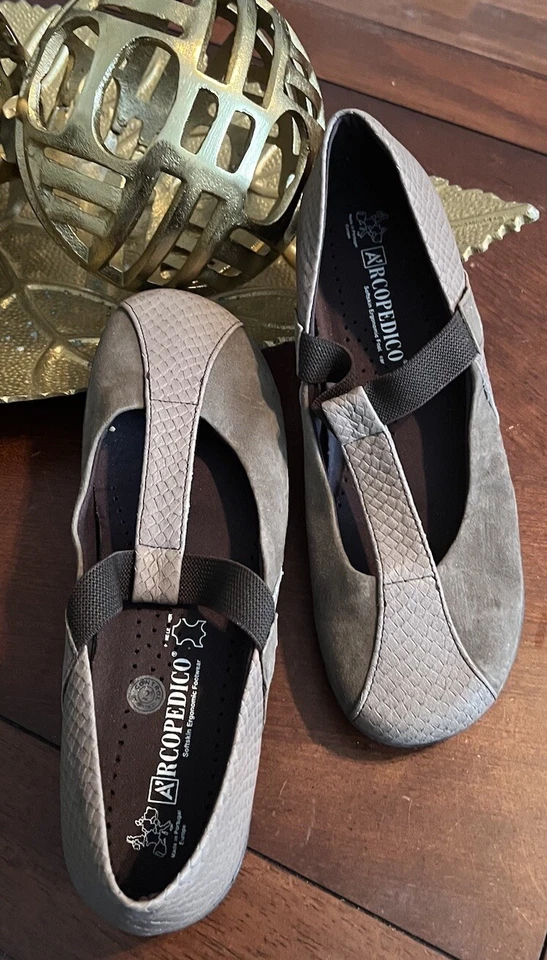 Arcopedico 6411 TALIA желтовато-коричневый кожаный Т-образный ремень Mary Jane плоский размер 10 ортопедический - Изображение 2 из 4