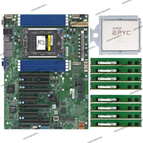 Supermicro H12SSL-i Motherboard + AMD EPYC 7443P CPU + 8x Micron 3200MHz 32GB