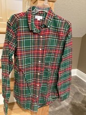 Gap NWT Men's Size Medium Mid-Weight Flannel Shirt in Colorful Green-Multi Plaid