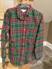 Gap NWT Men's Size Medium Mid-Weight Flannel Shirt in Colorful Green-Multi Plaid