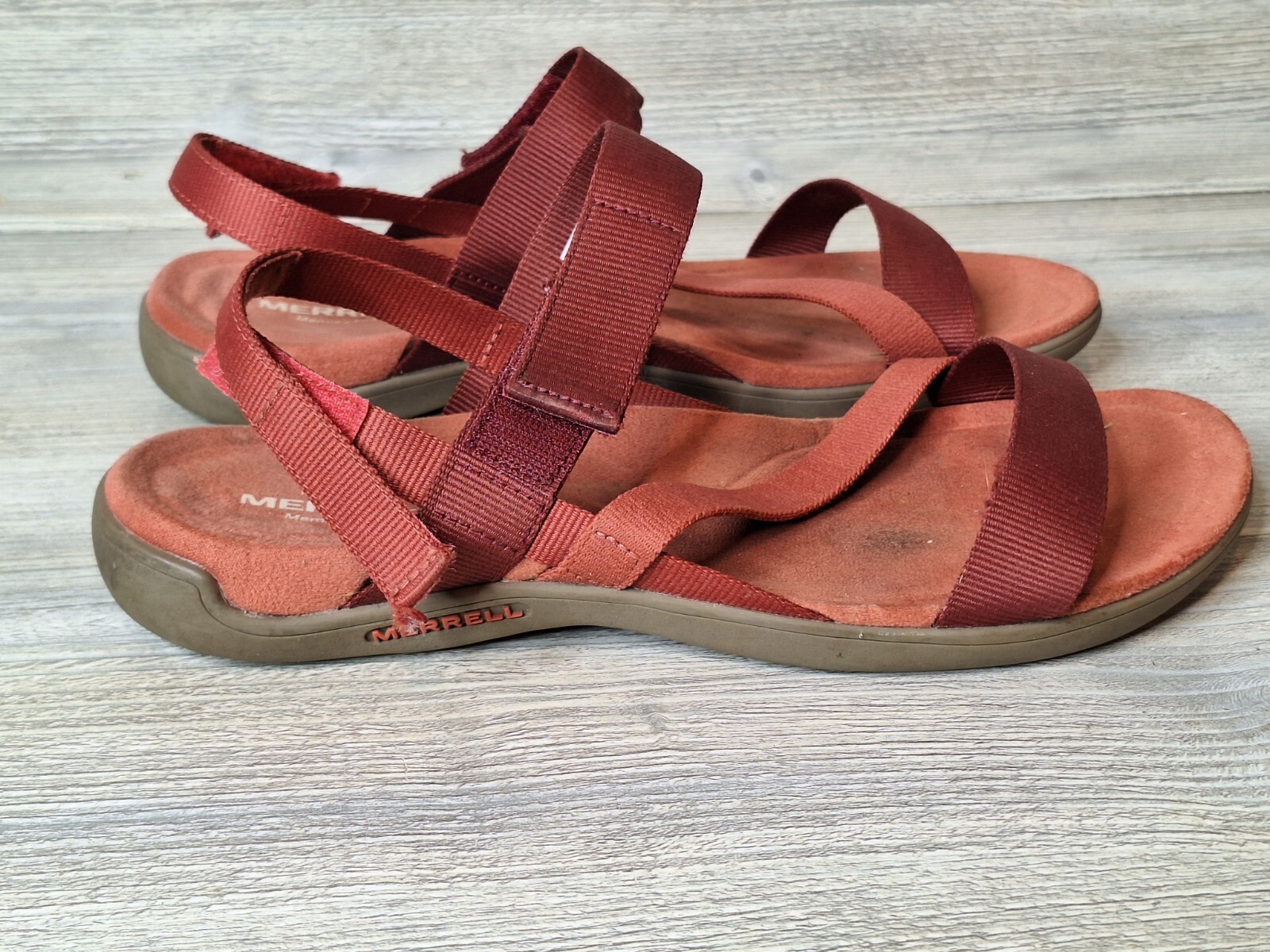 Merrell sandali donna taglia 10 M distretto ruggine 3 cinturini web