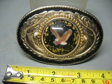 VINTAGE   GOLD TONE BALD  EAGLE  BELT  BUCKLE  MADE IN USA