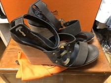 Hermes Brown Suede Wedge Heel