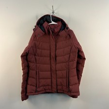Pulse Womens Large Coat Jacket Red Puffer Zip Hooded Pockets Woven 22803