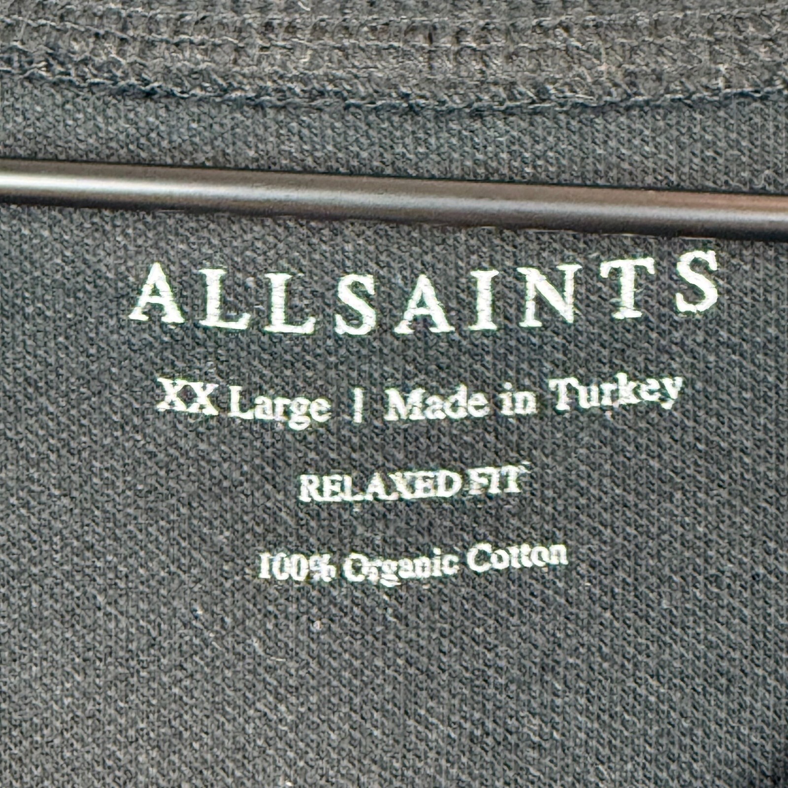 FILA Camicia AllSaints Uomo 2XL Nera Cotone Organico Rowe LS Henley Relaxed Minimalista