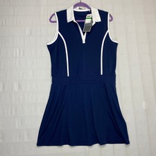 Callaway Womens Active Dress sz L Blue Sleeveless Collared Elastic Waist NEW