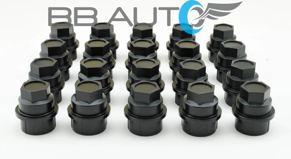 20 NUEVAS TAPAS DE TUERCAS NEGRAS CHEVY GMC SILVERADO 1500 2500 CAMIÓN TAMAÑO COMPLETO Foto 2 de 4