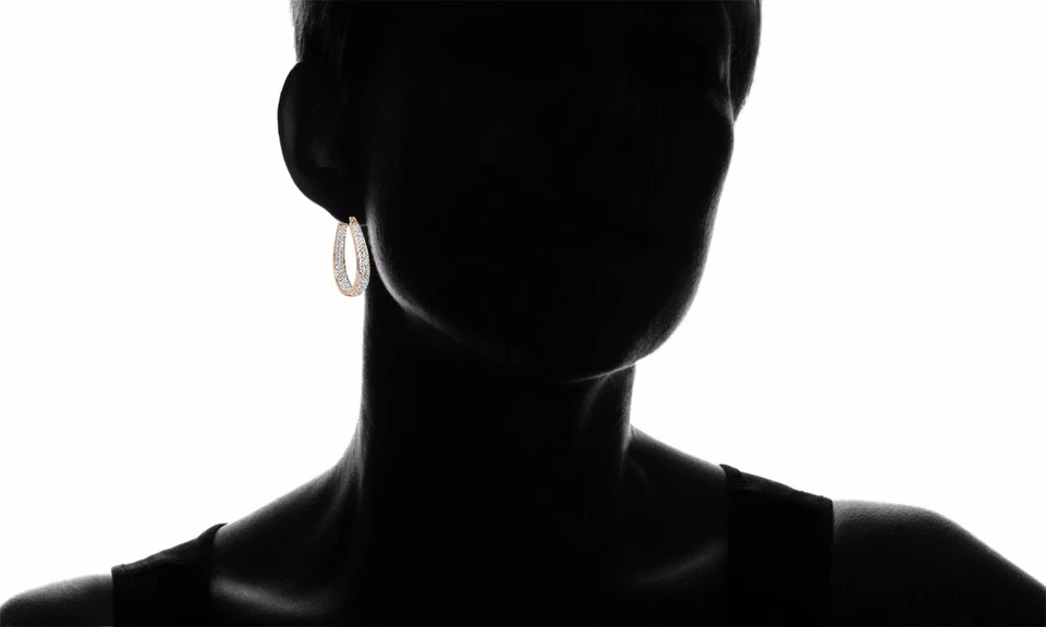 Women's 18Kt Rose Gold Plated Austrian Crystal Inside Outside Hoop - Image 2 of 2