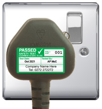 1040 Personalised PAT Testing Labels - 4th Edition - For Plugs size 38 x 21 mm