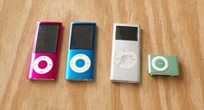 Apple iPod MIXED LOT OF 4 -A1320 PINK, A1199 2GB SILVER, A1285 8GB BLUE, A1204