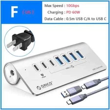 Multi 4/7 Port USB3.2 Splitter USB A Type C Hub Dock Station with Charger