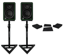  2 Mackie CR3-XBT 3" 50w Studio Monitor Speakers w/Bluetooth Stands Foam Pads