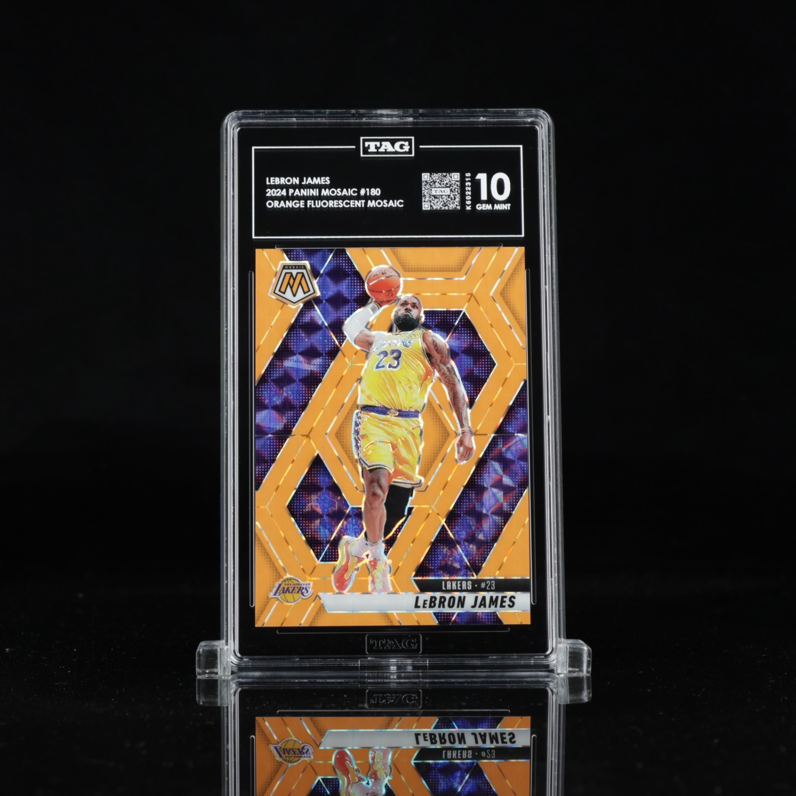 2024-25 Panini Mosaic - LeBron James #180 Fluorescent Orange Mosaic 9/25 10 GEM