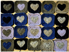 Lot of 20 5  MIXED COLOR HEARTS Crochet HEART GRANNY SQUARES Afghan DIY Throw