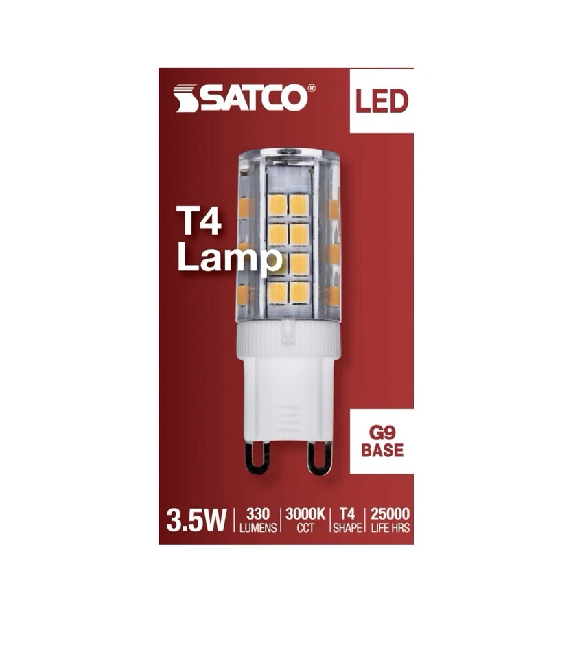 3-Pack Satco S11230LED 120V 3.5W =35W Double Loop G9 T4 Clear 3000K Soft White - Image 2 of 4