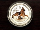 NEW  2018 AUSTRALIA COLORIZED YEAR OF THE DOG 1/4 OZ .9999 FINE SILVER ROUND