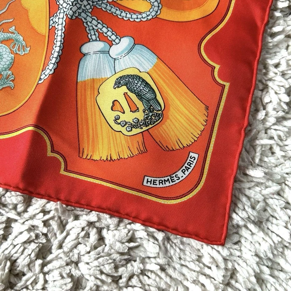 Bufanda de seda Hermes naranja 41 cm Carre S468 usada Foto 3 de 4
