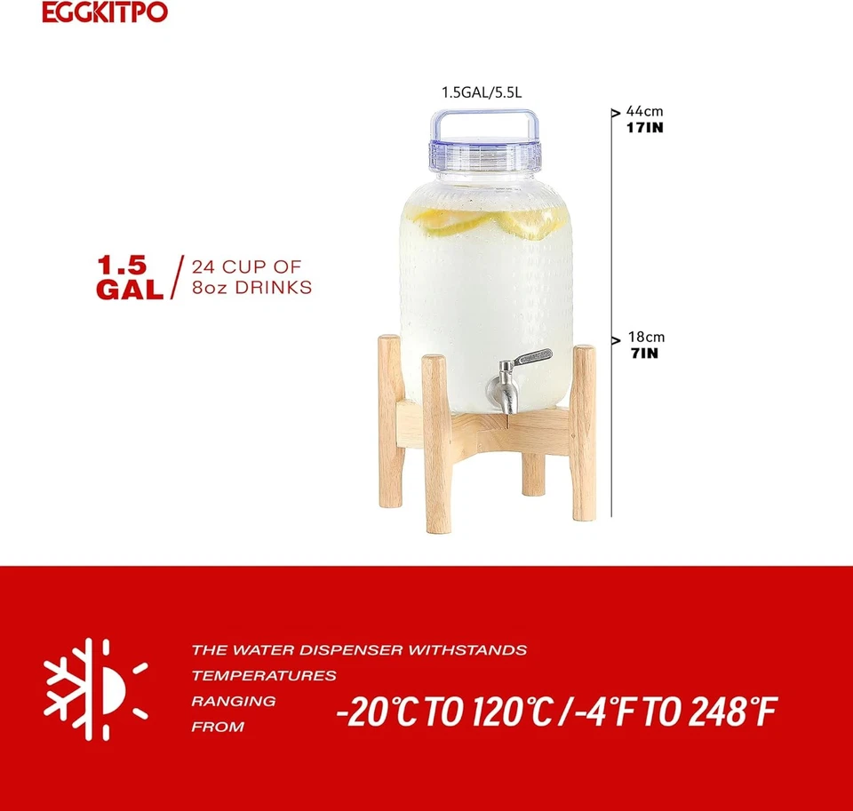 Dispensadores de bebidas de 1,5 galones con grifo y elegante soporte para fiestas policarbono Foto 4 de 4