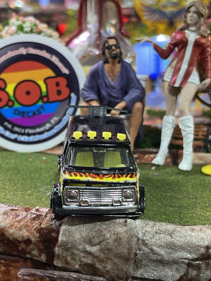 Zylmex Chevrolet Van Killer P343 Black w/ Flames Diecast USED NM Condition HK - Image 3 of 4