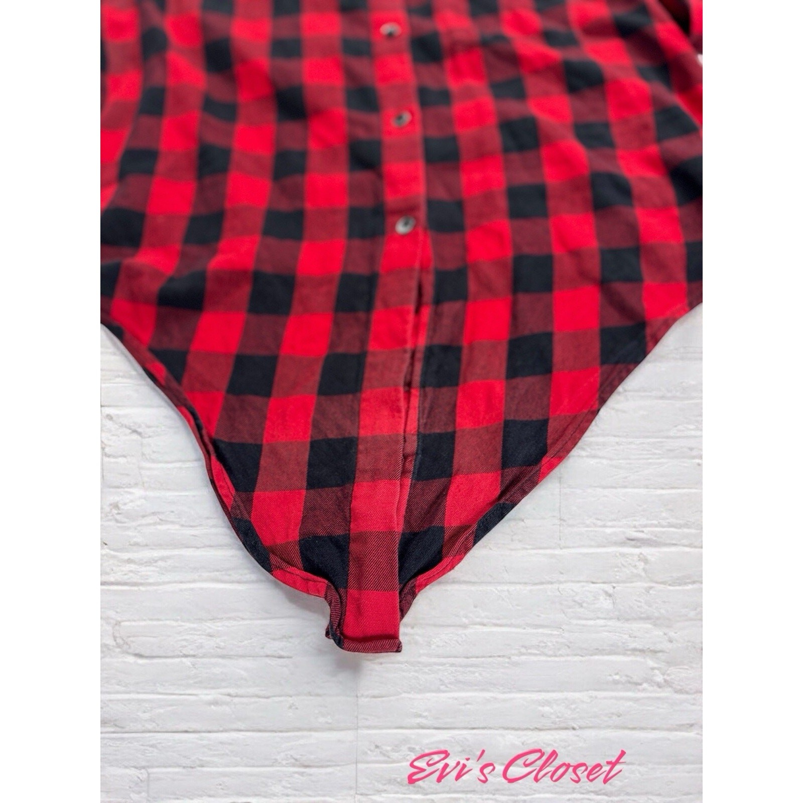 Madewell Flannel Tie-Front Shirt Collared Sasha Red Buffalo Check Women's Small