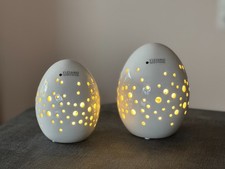 Tiziano Keramik Deko Ei mit LED Licht + Timer NEU