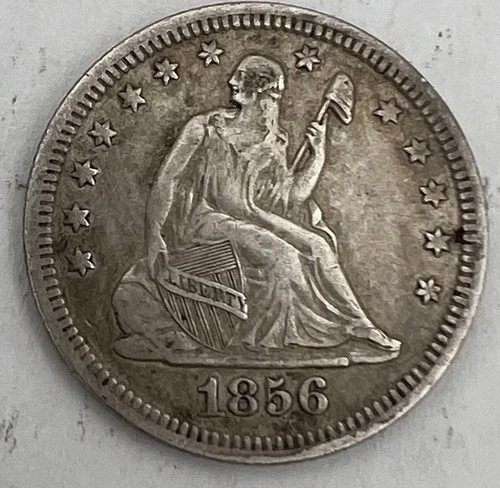 1856-P Seated Liberty Silver Quarter-No Arrows XF Condition!  Great Coin!