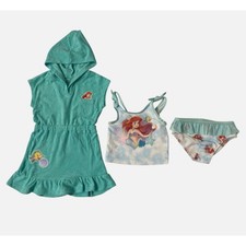 Disney The Little Mermaid Girl's 3-Piece Coverup and Swimsuit Set NWT Size 2T